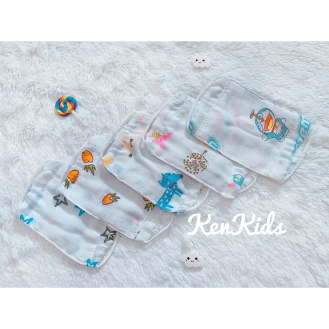 Set 5 khẩu trang Xô mềm nhiều họa tiết cho bé (6m-2,5y)