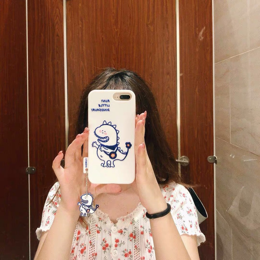 Ốp lưng cho iphone - Ốp khủng long cao su dày dặn kemg móc cute