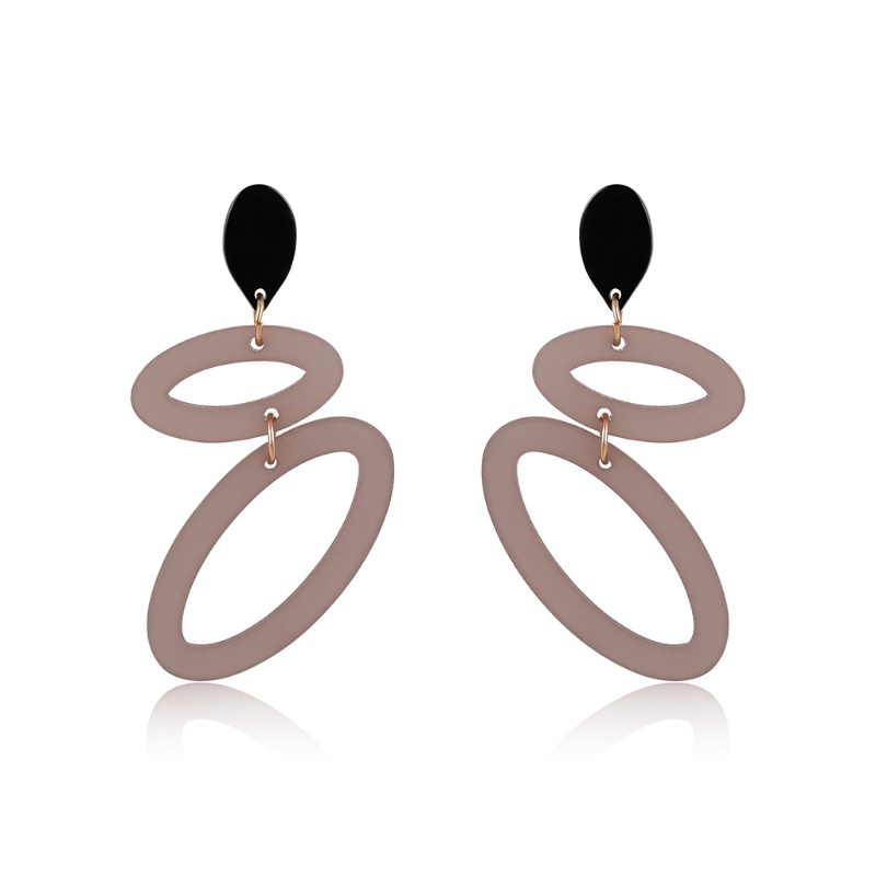 Bông Tai Hình Oval Màu Đen Bằng Acrylic Dễ Thương