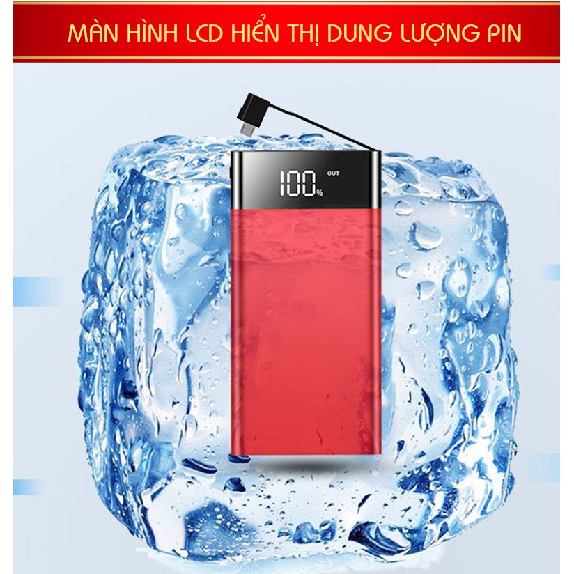 [TẶNG CÁP 3 CHÂN + QUẠT MINI] Sạc dự phòng siêu mỏng kim loại nguyên khối S600 - CHUẨN QI 10000mAh.