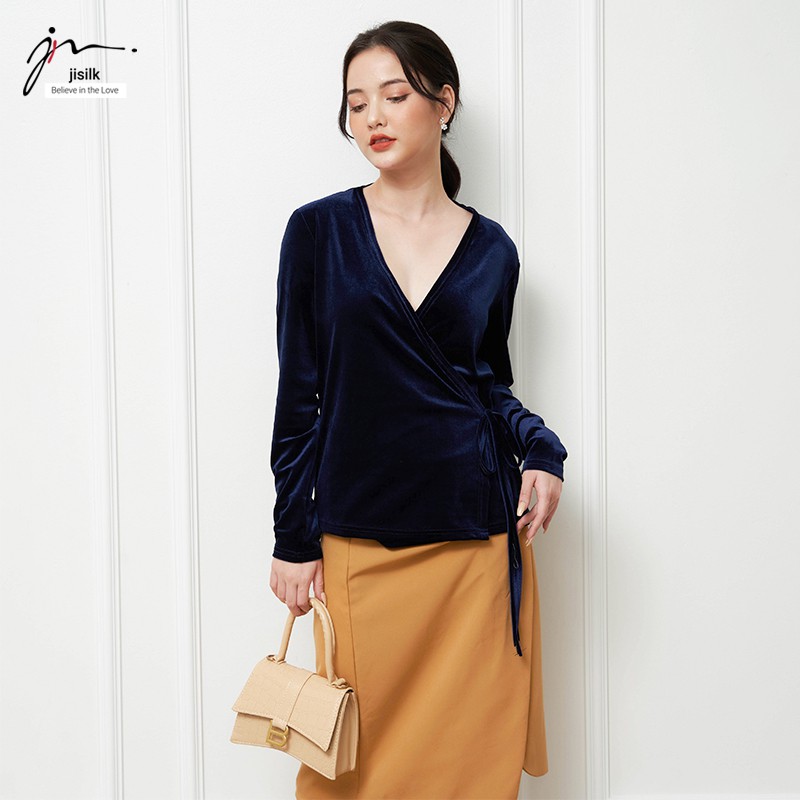Áo Thu Đông Nữ Nhung Công Sở, Áo Dài Tay Kiểu Thiết Kế Kimono N.AK2-02 - jisilk | BigBuy360 - bigbuy360.vn