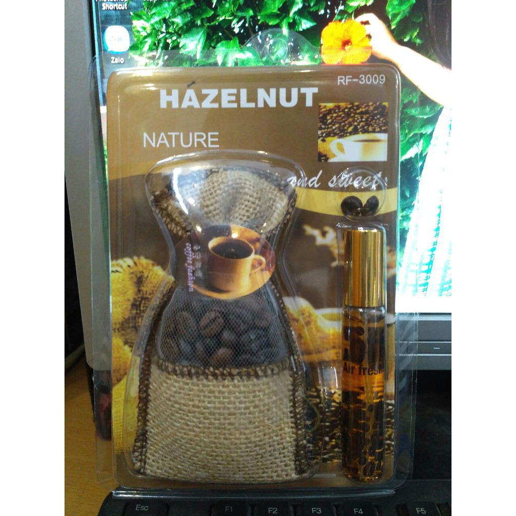 Túi cafe treo oto kèm tinh dầu hương Cafe Hazelnut