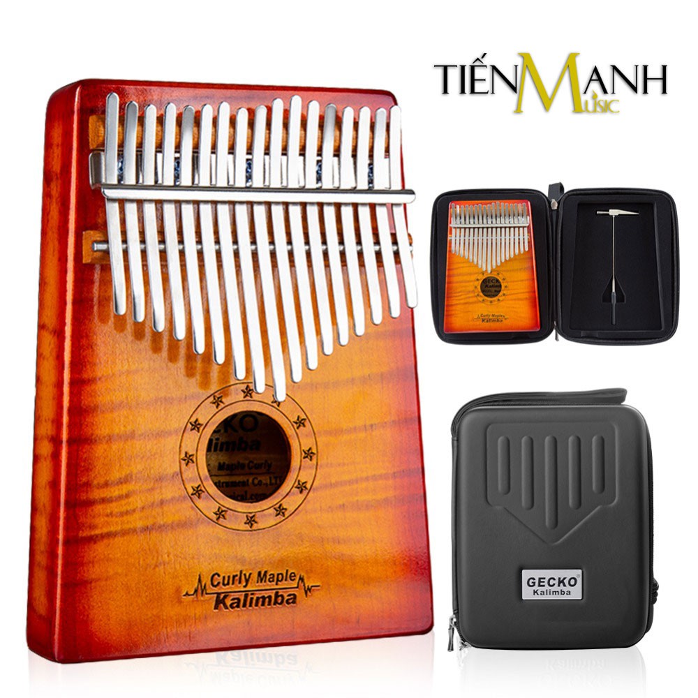 Combo Đàn Kalimba Gecko MC-S 17 Phím Gỗ Phong vân hổ và Hộp đựng (Cam kết 100% Chính hãng nhập khẩu bởi Tiến Mạnh Music)