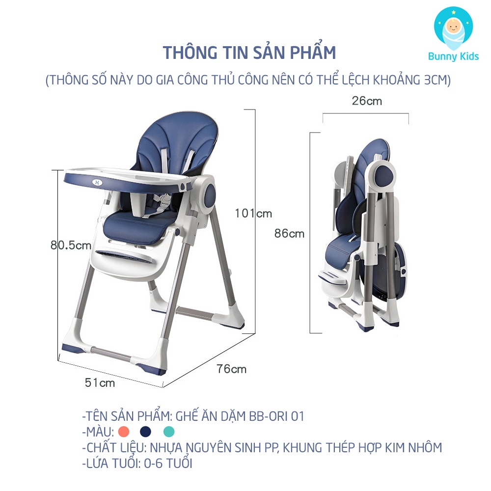 Ghế Ăn Dặm Cao Cấp Bellybaby Cho Bé Phiên Bản Nâng Cấp 2022, Gấp Gọn,Ngả Lưng 160 Độ, Bàn Ăn Rộng, Có Bánh Xe