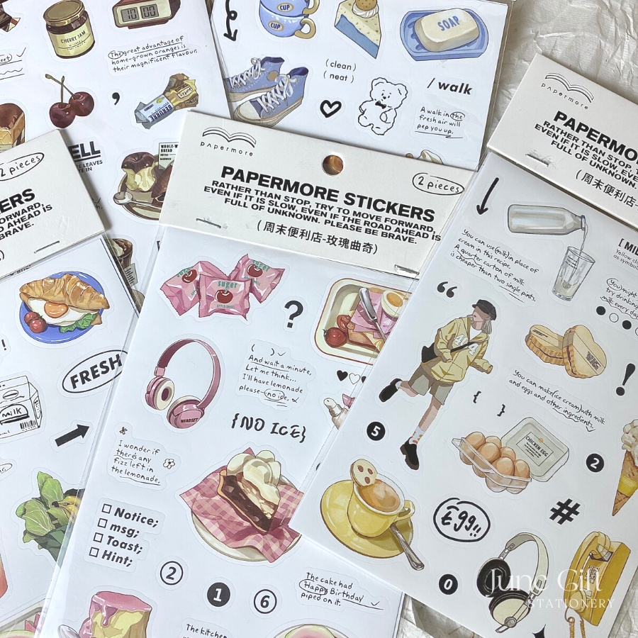 Set 2 tấm sticker Sweet food trang trí sổ, làm journal