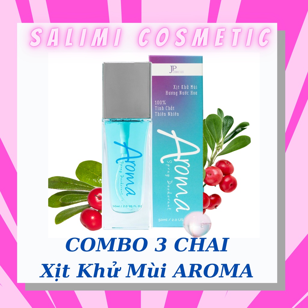 COMBO 3 Lọ Xịt Khử Mùi Hôi Nách AROMA - Khử Mùi Hôi Nách, Hôi Chân, Thâm Nách, Ra Mồ Hôi Nách - 50 ml - HÀNG CHÍNH HÃNG