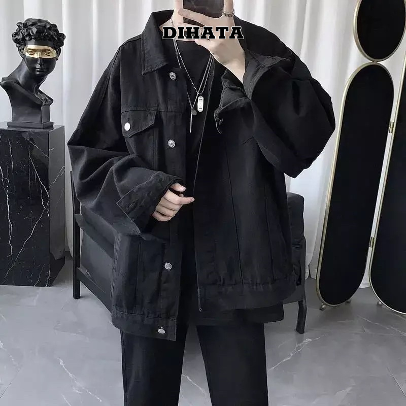 Áo khoác jean nam nữ Áo khoác rin bò From rộng unixex Đen Xanh trơn VNXX -DIHATA SHOP