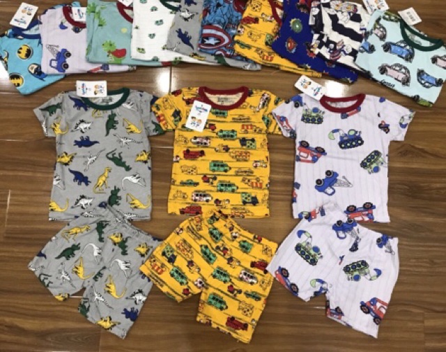 Bộ cotton hoạt hình bé trai