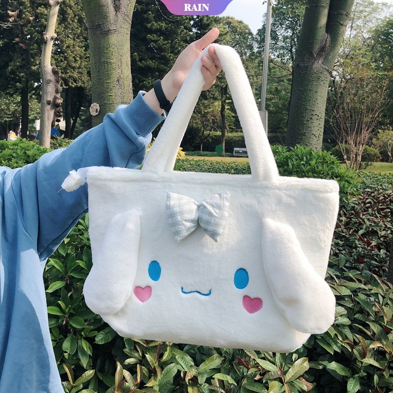 SANRIO Túi Xách Đeo Vai Vải Bông Kích Thước Lớn In Hoạt Hình Cinnamoroll My Melody Kuromi Đáng Yêu Đựng Laptop [RAIN]