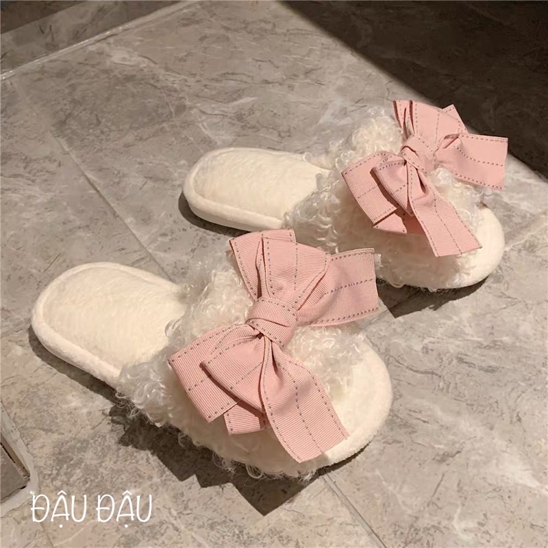 DÉP BÔNG LÔNG CỪU HÌNH NƠ