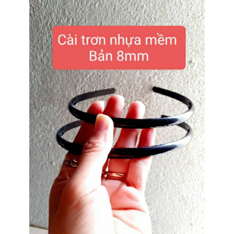 Sỉ 12 Bờm Cài tóc trơn nhựa mềm màu đen(bản 8mm)