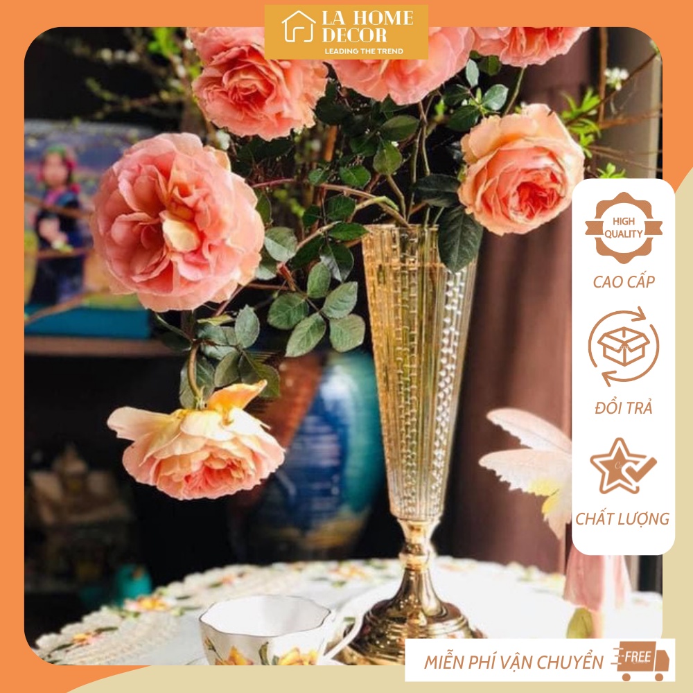 Bình hoa decor trang trí phòng khách, lọ hoa thuỷ tinh đẹp để bàn, phong cách vintage BH003 La Home 