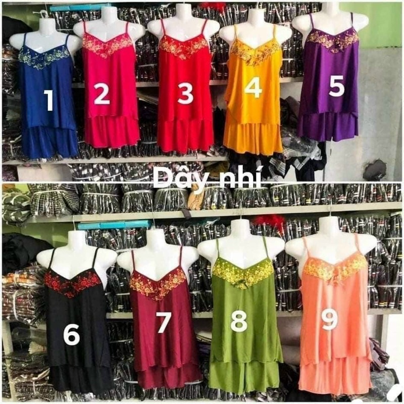Bộ Đùi Thun Lạnh 2 Dây Phối Ren Đính Nơ