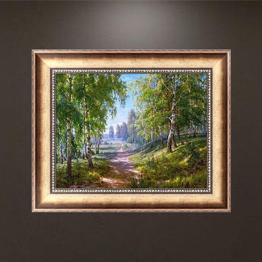 Tranh Thêu Trang Trí Thủ Công 5D Hình Cây Và Con Đường (Mũi Thêu Hình X)