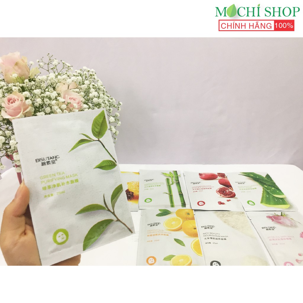 COMBO 50 Mặt Nạ Trái Cây Rainbow Bisutang 8 Vị Dưỡng Trắng, Dưỡng Da Mụn Mask Nội Địa Trung Chính Hãng - MOCHI SHOP