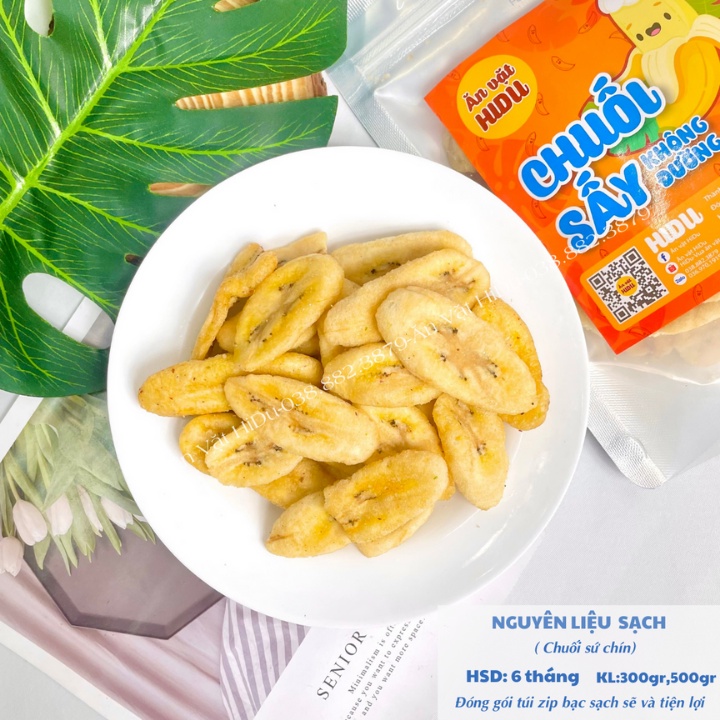 500gr Chuối sấy khô giòn đà lạt không đường Ăn văt HiDu siêu ngon giá rẻ