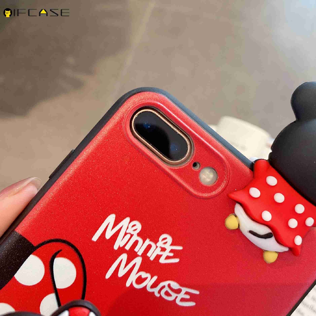 Ốp Điện Thoại TPU Mềm Có Chân Đứng Và Dây Treo Hoạt Hình Mickey Minnie Cho iPhone 11 Pro Max XS Max XR X 7 8 6 6s Plus