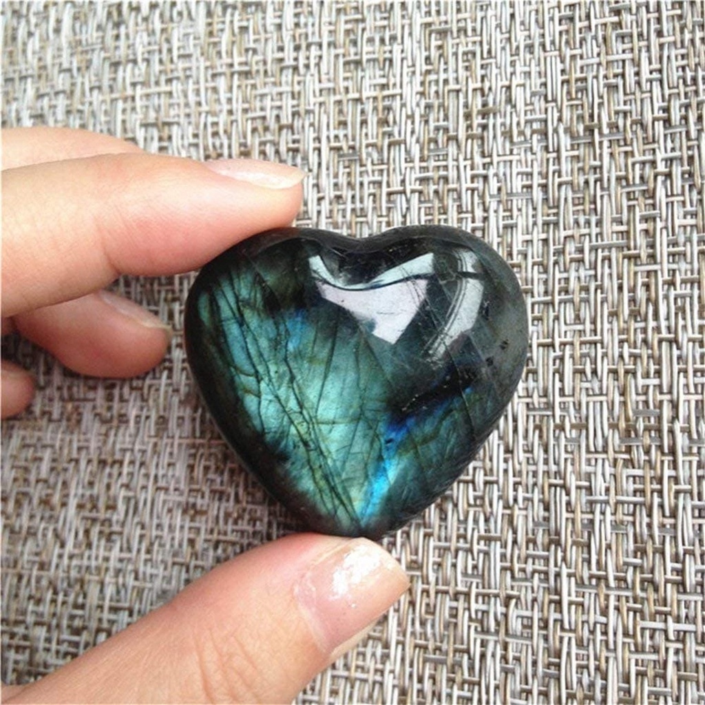 Đá Thạch Anh Labradorite Hình Trái Tim Nhiều Màu Sắc Trang Trí Nhà Cửa Mã 2021 Mới