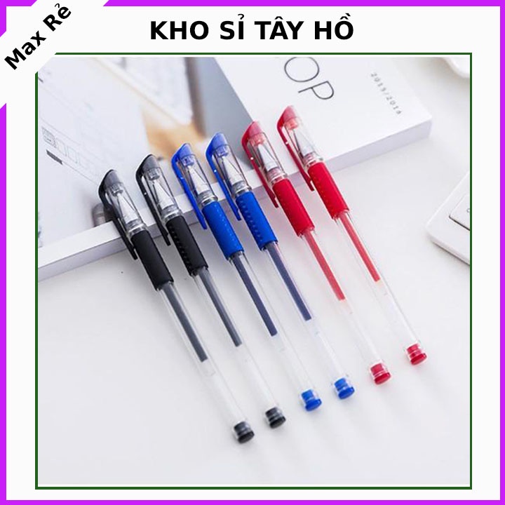 Set 50 bút bi nước văn phòng mực gel ngòi 0.5mm cao cấp ra mực đều nét đẹp