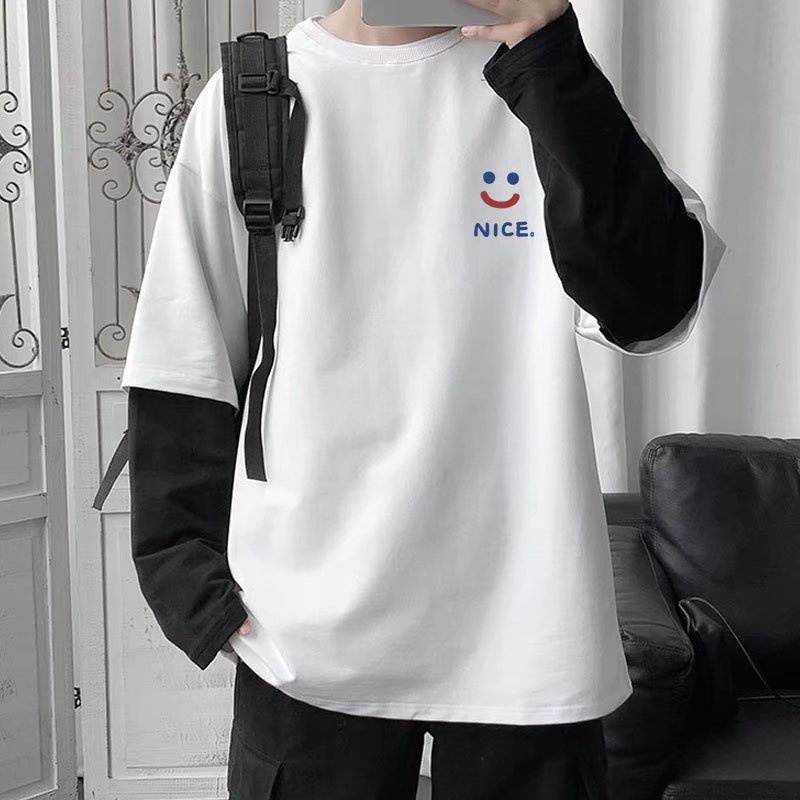 Áo thun tay dài form rộng chất cotton mềm mát thoải mái cho nam