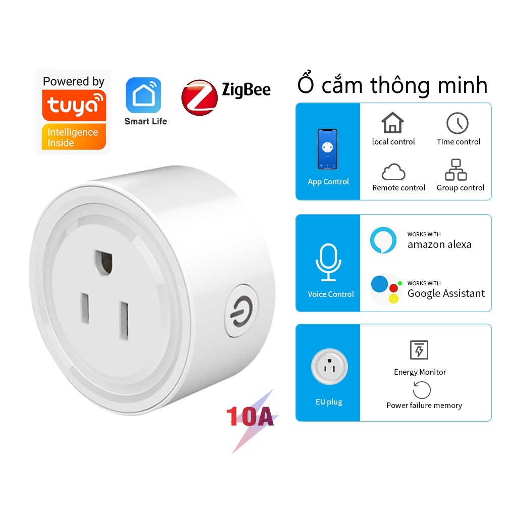 Ổ cắm thông minh WIFI - Hẹn giờ đèn đốt nến thơm thông qua app Smart Life/Tuya Smart - Phụ kiện nến thơm