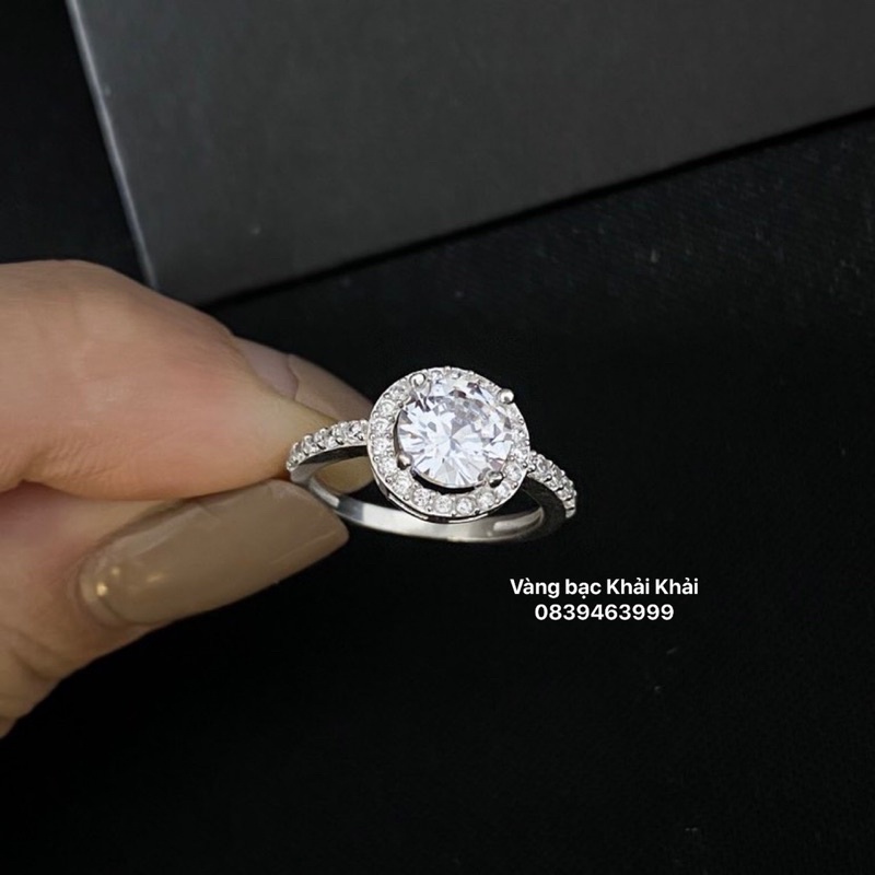 Nhẫn nữ bạc ta đá tròn dày dặn , sáng bóng - Vàng Bạc Khải Khải