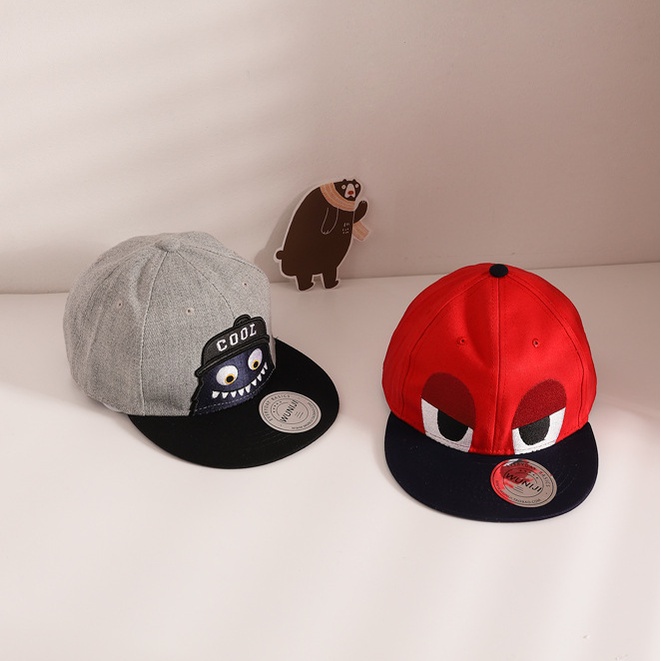 Mũ Lưỡi Trai Thêu Hình Quái Vật Phong Cách Hip hop Năng Động Cho Bé