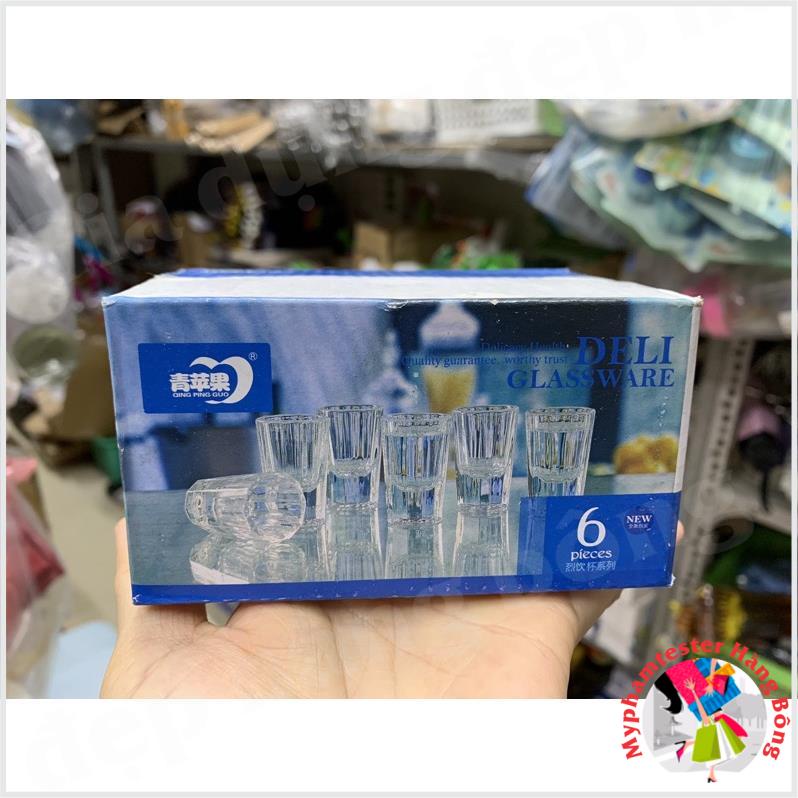 Bộ 6 chén uống rượu Deli gân cao cấp 18ml #5593