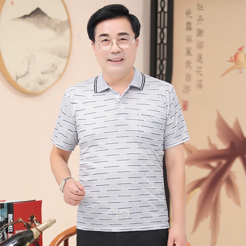 Áo Thun Lụa Băng Dành Cho Đàn Ông Trung Niên 40-50 Tuổi