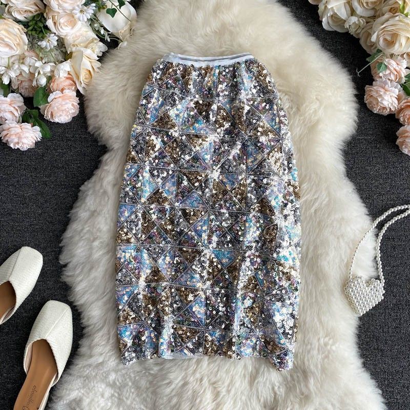 [Hàng order] Váy đính sequin lấp lánh váy chân váy cạp cao sang chảnh V89 - Có ảnh thật | BigBuy360 - bigbuy360.vn