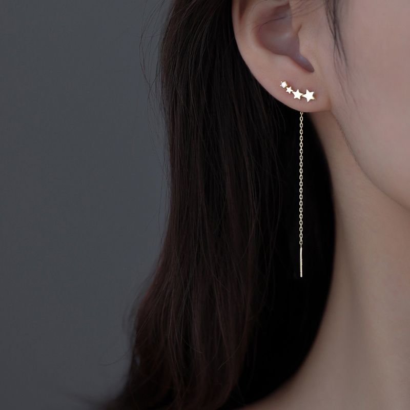 Đôi Bông Tai Dáng Rơi Họa Tiết Ngôi Sao Đính Đá Thời Trang Cho Nữ
