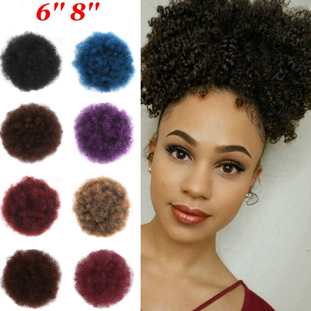 MIHAN1 Multi-color Afro Bun Short Synthetic Hair Hair Extension Kinky Curly Clip in High Quality High Puff Ponytail Drawstring