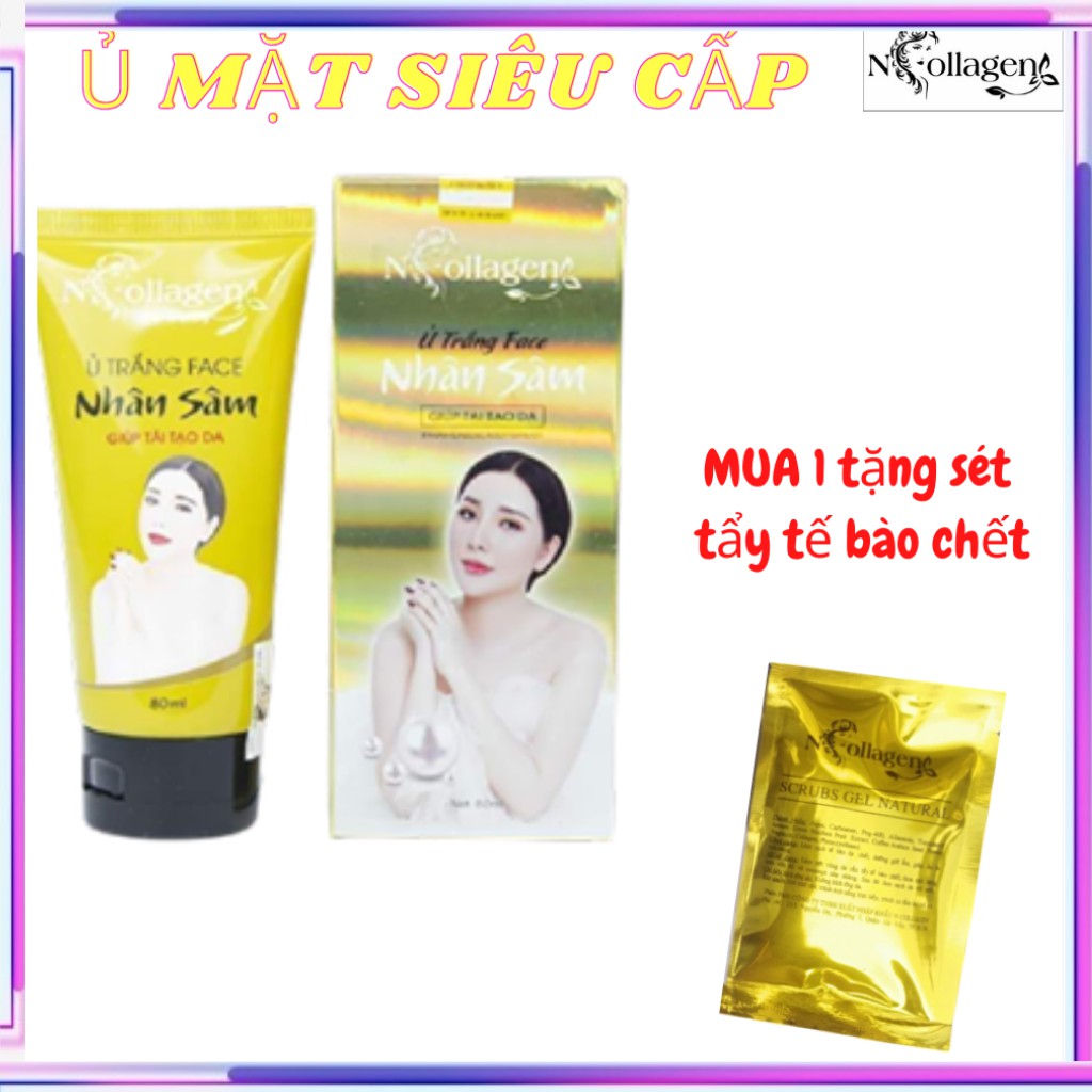 Ủ TRẮNG MẶT CHUYÊN SPA NHÂN SÂM N.COLLAGEN (Giảm n.ám, t.àn n.hang, thâm, bậc tone da giúp da mau hấp thụ kem).