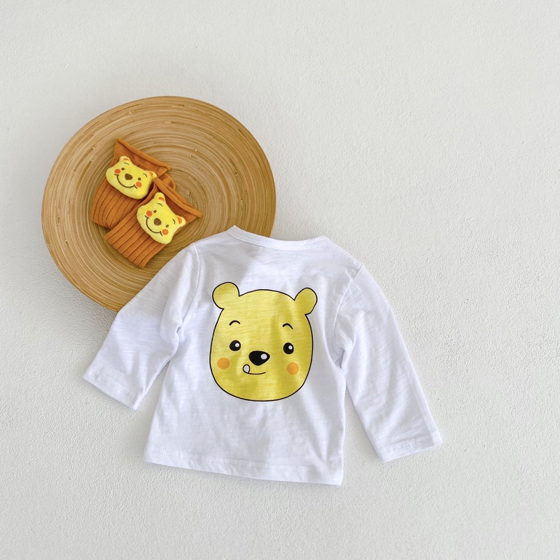 Áo Sơ Mi Cotton Tay Dài Kiểu Hoạt Hình Xinh Xắn Đáng Yêu Cho Bé 0-3 Tuổi