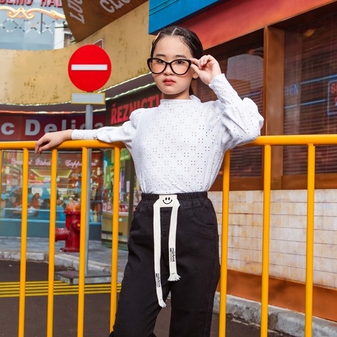 Áo thun JOOKYLI bé gái cổ 3P tay bồng 58G1012