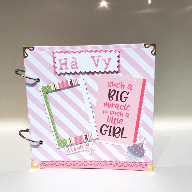 [Album ảnh Handmade] Scrapbook cho bé 18cm in tên riêng