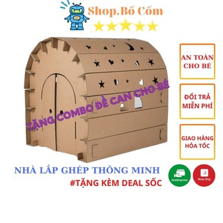 Nhà carton cho bé, nhà lắp ghép thông minh, cứng cáp, an toàn, kích thích sáng tạo - shop bố cốm