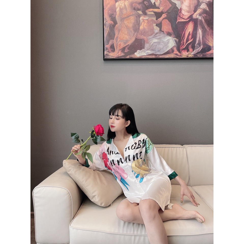Đầm Ngủ Mặc Nhà Lụa Satin Mềm Mát |Váy Ngủ | Váy Sơ Mi Lụa Cao Cấp | Váy Ngủ Hàng Thiết Kế Sang Chảnh
