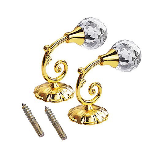 2 móc rèm cửa sổ dán tường đính đá thạch anh lớn sang trọng