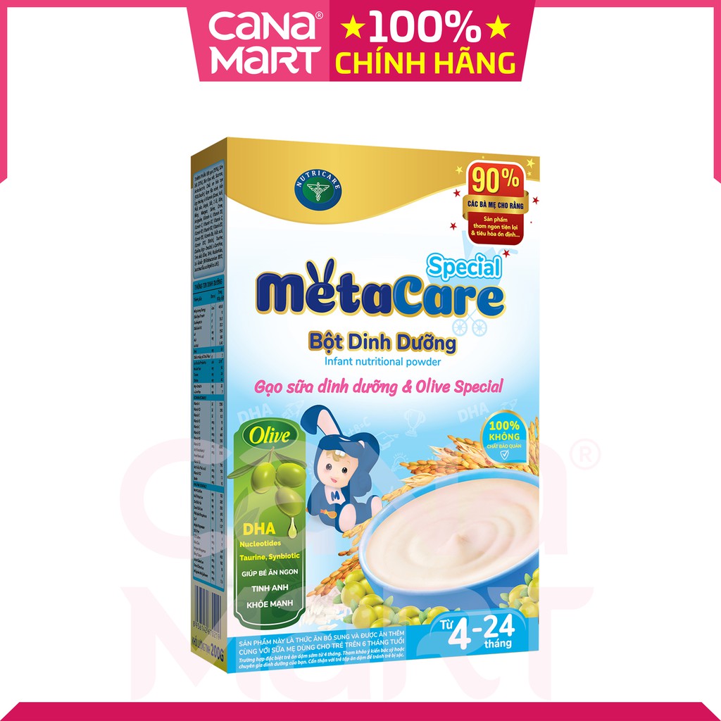 Bột ăn dặm Metacare Gạo sữa dinh dưỡng &amp; olive Special cho bé từ 6-24 tháng tuổi (200g)