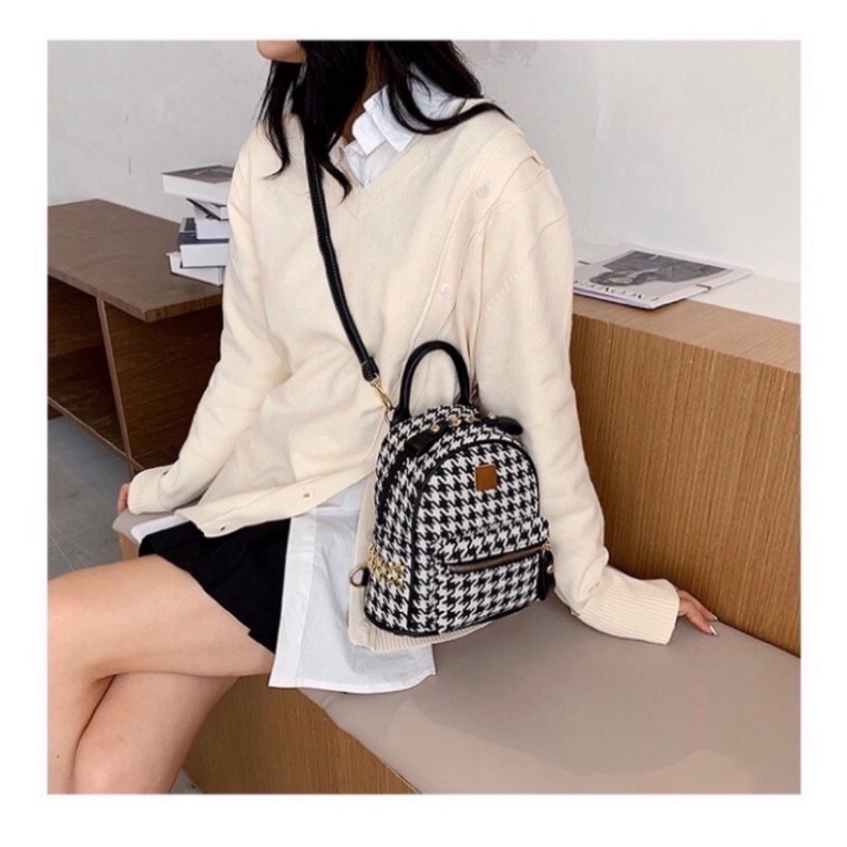 Balo nữ mini, Balo thời trang kẻ caro thời trang nữ tính hot trend