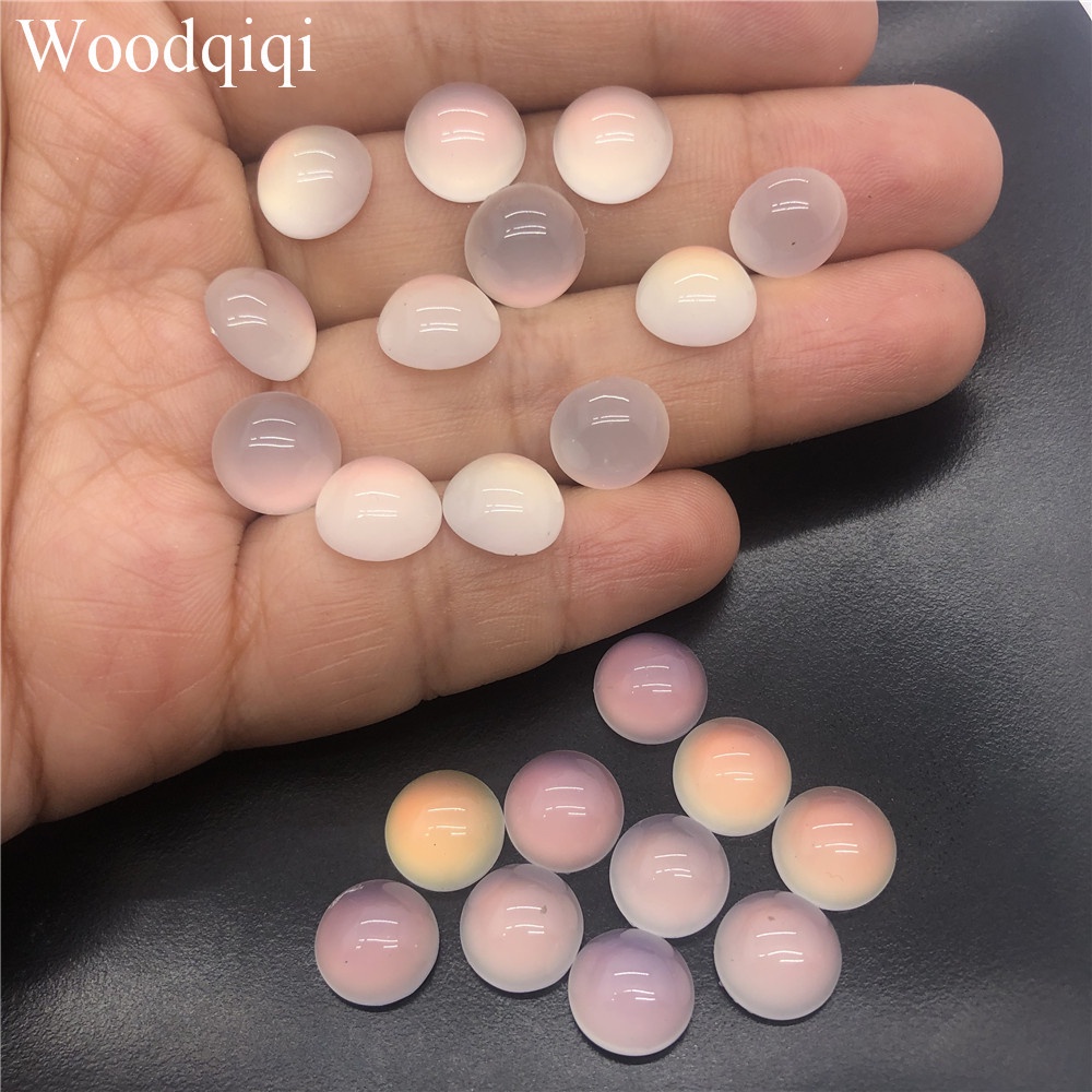 Set 50 hạt tròn đá mắt mèo 6mm/ 10mm dùng làm đồ trang sức thủ công