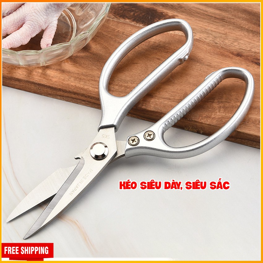 Kéo cắt gà - Kéo SK5 Made in Japan MUA 02 TẶNG 01 - BH 01 NĂM - Thép không gỉ kết hợp bật bia - KAIZO MART