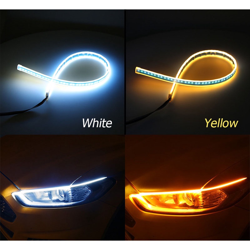 Cặp dây đèn led mí xe hơi daylight ~  xi nhan 60cm  siêu mỏng 4mm