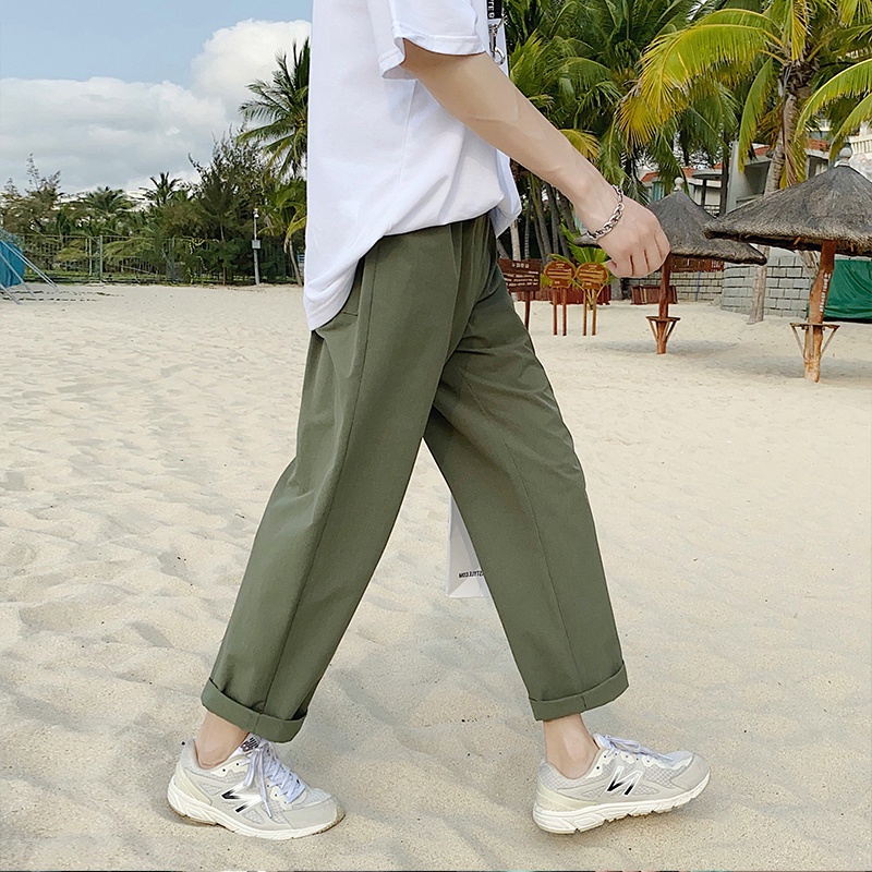 Quần kaki dài dáng rộng phong cách thời trang Hàn Quốc cho nam giới