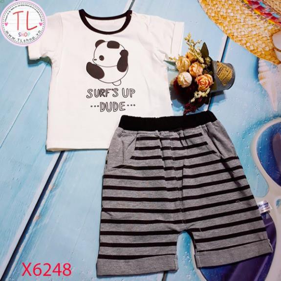 Thời trang trẻ em - Bộ áo quần thun ngắn cho bé hình gấu panda - Quần áo bé trai - Bộ bé trai - Quần áo bé gái - Bộ bé g