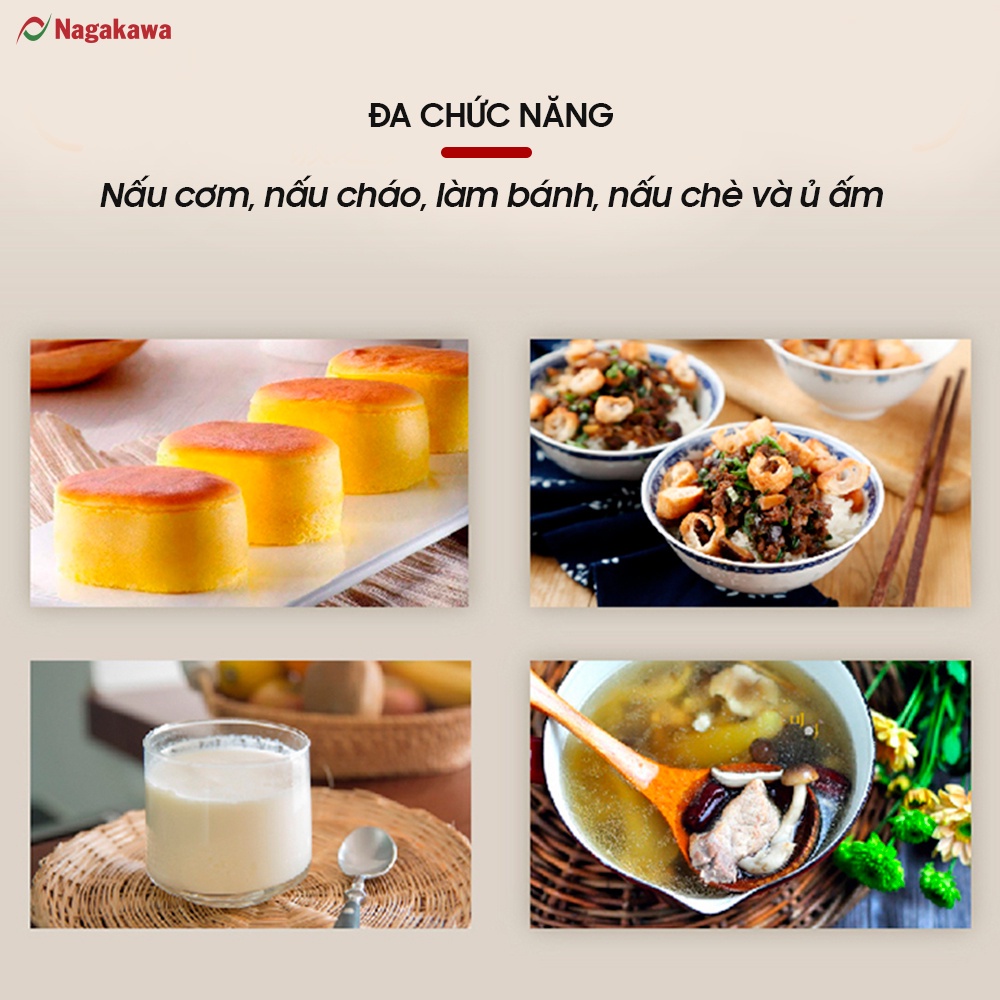 Nồi cơm điện 1,2L NAGAKAWA NAG0131 - Bảo hành 12 tháng