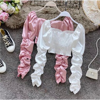 Áo phi lụa nhún xinh cute