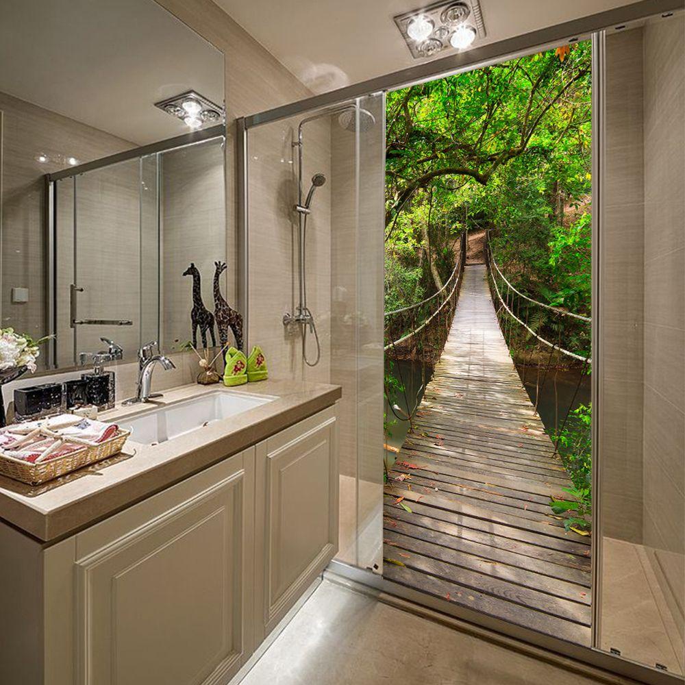 YNATURAL Miếng Dán Cửa Bằng PVC Tự Dính Hình Phong Cảnh Thiên Nhiên