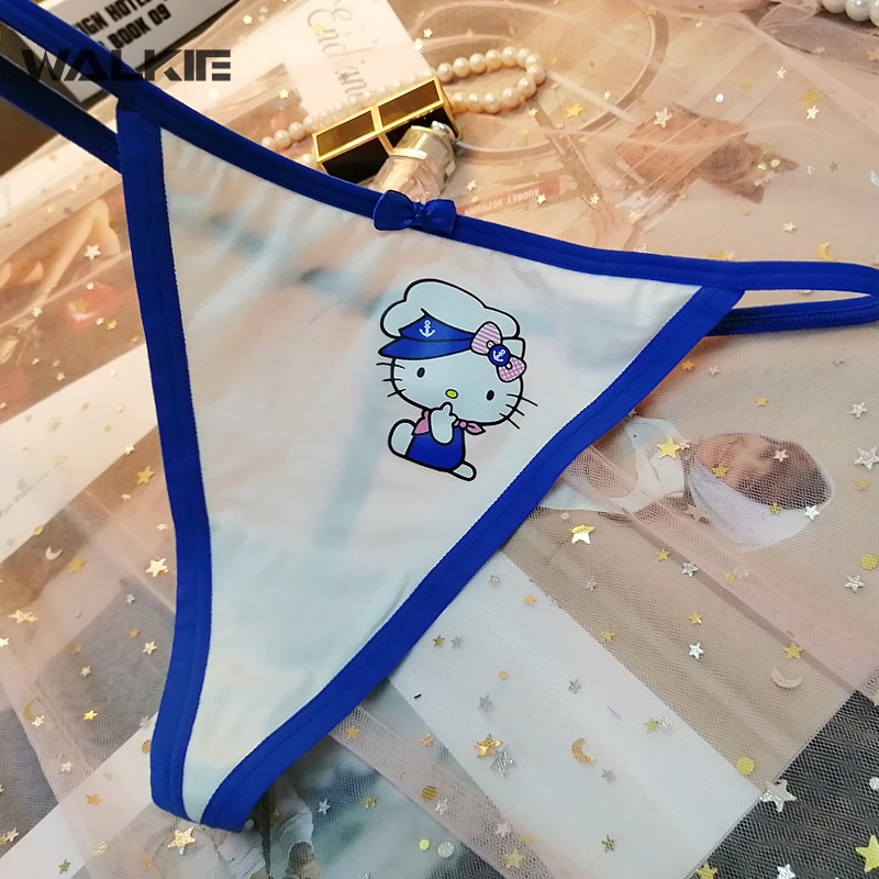Quần Lót Cotton Mỏng Thắt Nơ In Họa Tiết Hello Kitty Đáng Yêu Thời Trang Mùa Hè Cho Nữ